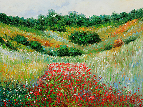 Poppy Field in a Valley near Giverny-New Edtion - Claude Monet Paintings